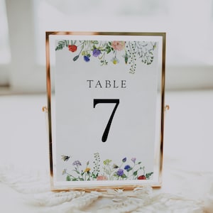 Wildflower Fields and Bees Table Number Card, Bridal Shower, Printable Template, Instant Download, Templett, #AP18