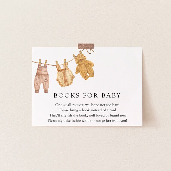 Books for Baby Insert Card Template Book Request Gender Etsy