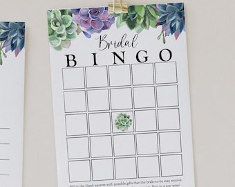 Sukkulenten Brautparty Bingo Spiel druckbare Karte, druckbare Vorlage, Instant Download #AP1-WSG