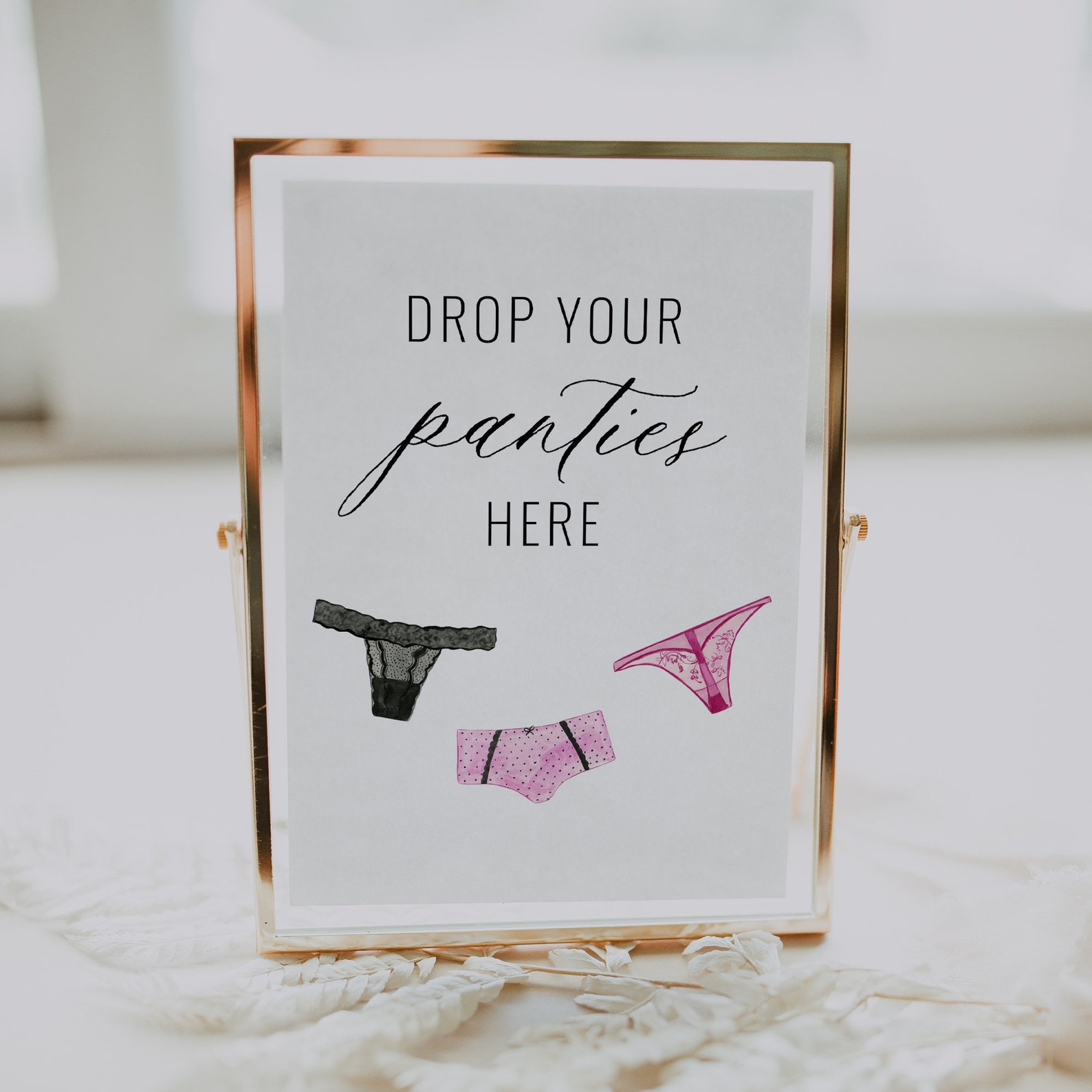 Drop Your Panties Sign and Panty Game Card, Lingerie Bridal Shower ...