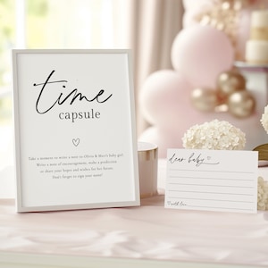 Cápsula del tiempo para bebés, Baby Shower minimalista, Deseos para bebés, Género neutro, Plantilla editable, Imprimible, Descarga instantánea, Templett