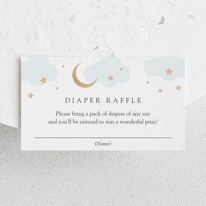 Over the Moon Baby Shower Invitation Set, Baby Boy Printable Invite Set with Diaper and Books Inserts and Thank You Card, Digital Download image 4