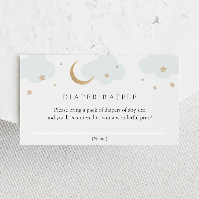 Over the Moon Baby Shower Invitation Set, Baby Boy Printable Invite Set with Diaper and Books Inserts and Thank You Card, Digital Download image 4