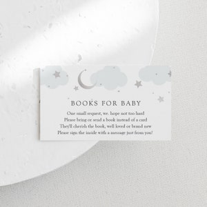Blau Twinkle Little Star Bücher für Babys Karte Vorlage, Silber über den Mond Baby Shower Geschenkkarte, INSTANT DOWNLOAD #AP3bs_EC