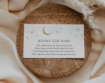 Twinkle Little Star Books for Baby Insert card template, Gender Neutral, Over the Moon Baby Shower enclosure card, INSTANT DOWNLOAD #AP3g_EC