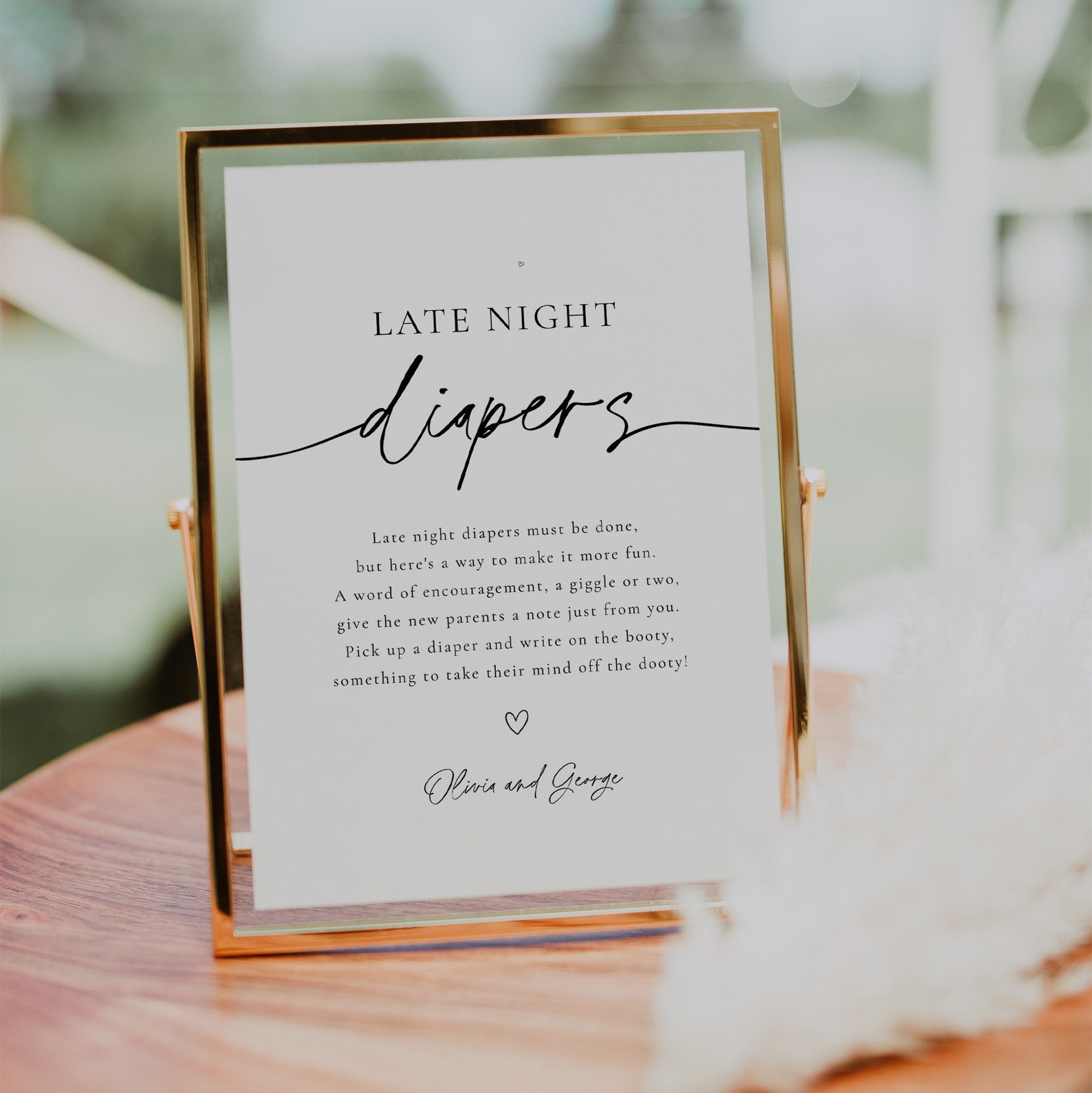 Late Night Diapers Sign Template, Minimalist Baby Shower Game, Gender ...