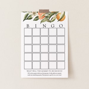 Scheda stampabile per il gioco del bingo, Baby Shower per piccoli cuccioli arancioni, Main Squeeze Bridal, Modello, Download immediato #AP7_BBG
