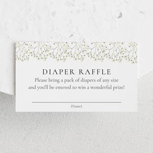Baby Atem Windel Raffle Insert Karte druckbar, Baby Windel Anfrage Duschkarte, bringen eine Packung Windel Vorlage, noch heute bearbeiten und drucken