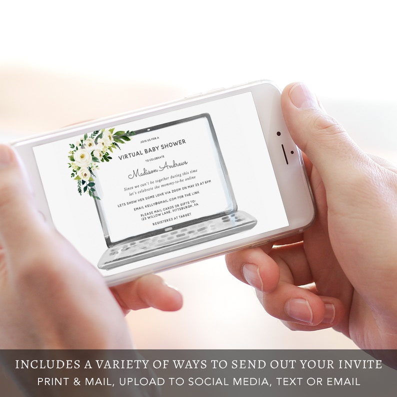 Virtual Baby Shower Printable Invitation and Evite Text Etsy