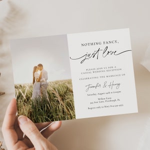PRINTED + SHIPPED Nothing Fancy Just Love Wedding Invitation, Casual Wedding Reception, Elopement Announcement, Minimalist Invite