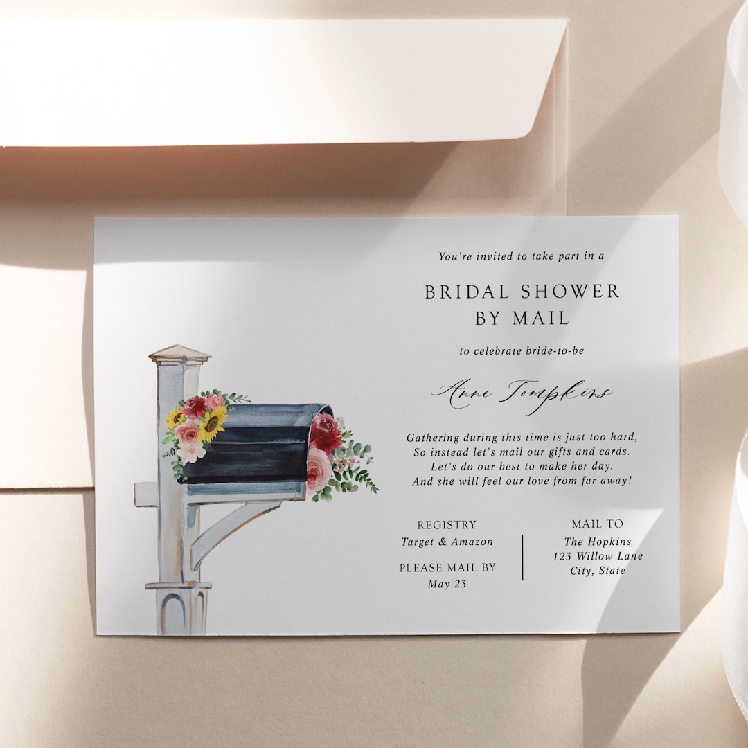 Bridal Shower by Mail Invitation Long Distance Shower Roses - Etsy