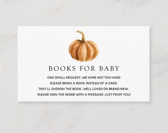 Pumpkin Books for Baby Insert card template, Autumn Book Request, Baby Shower Invitation enclosure card, INSTANT DOWNLOAD - Falls