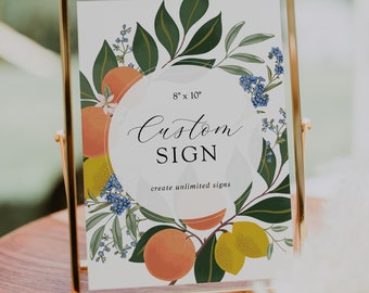 Citrus Baby Shower Sign: Custom Bridal Shower Printable (Digital Download)