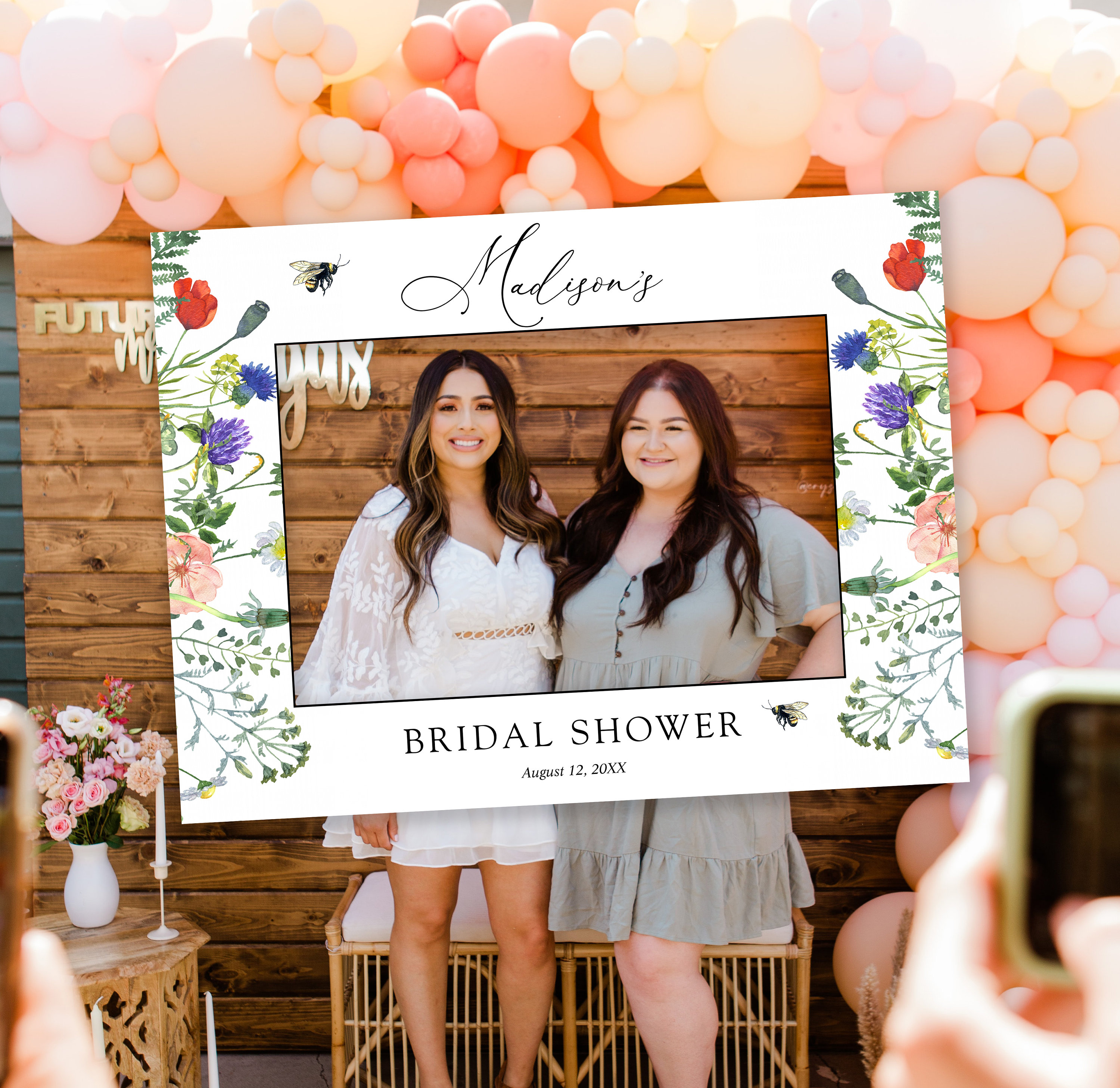 Wildflower Bridal Shower Photo Prop Frame (digital Download) - Etsy
