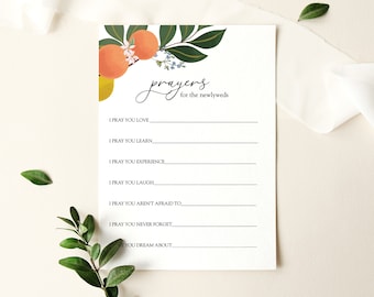 Prayers for the Newlyweds, Orange Main Squeeze, Printable card template, Instant Download #AP11