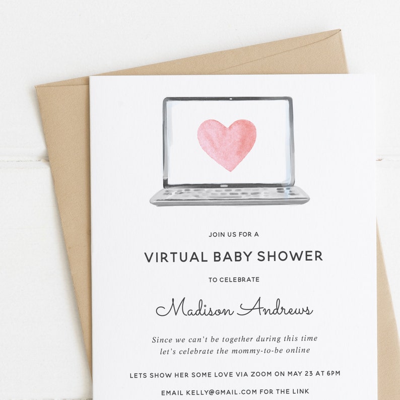 Virtual Baby Shower Printable Invitation and Evite Text Etsy