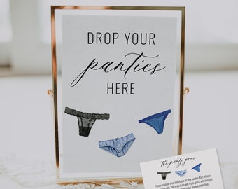 Drop your Panties Sign and Panty Game Card, Blue Lingerie Bridal Shower, Bachelorette Party, Printable Template, INSTANT DOWNLOAD #AP21