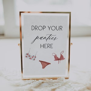 Drop Your Panties Sign and Panty Game Card, Lingerie Bridal Shower ...