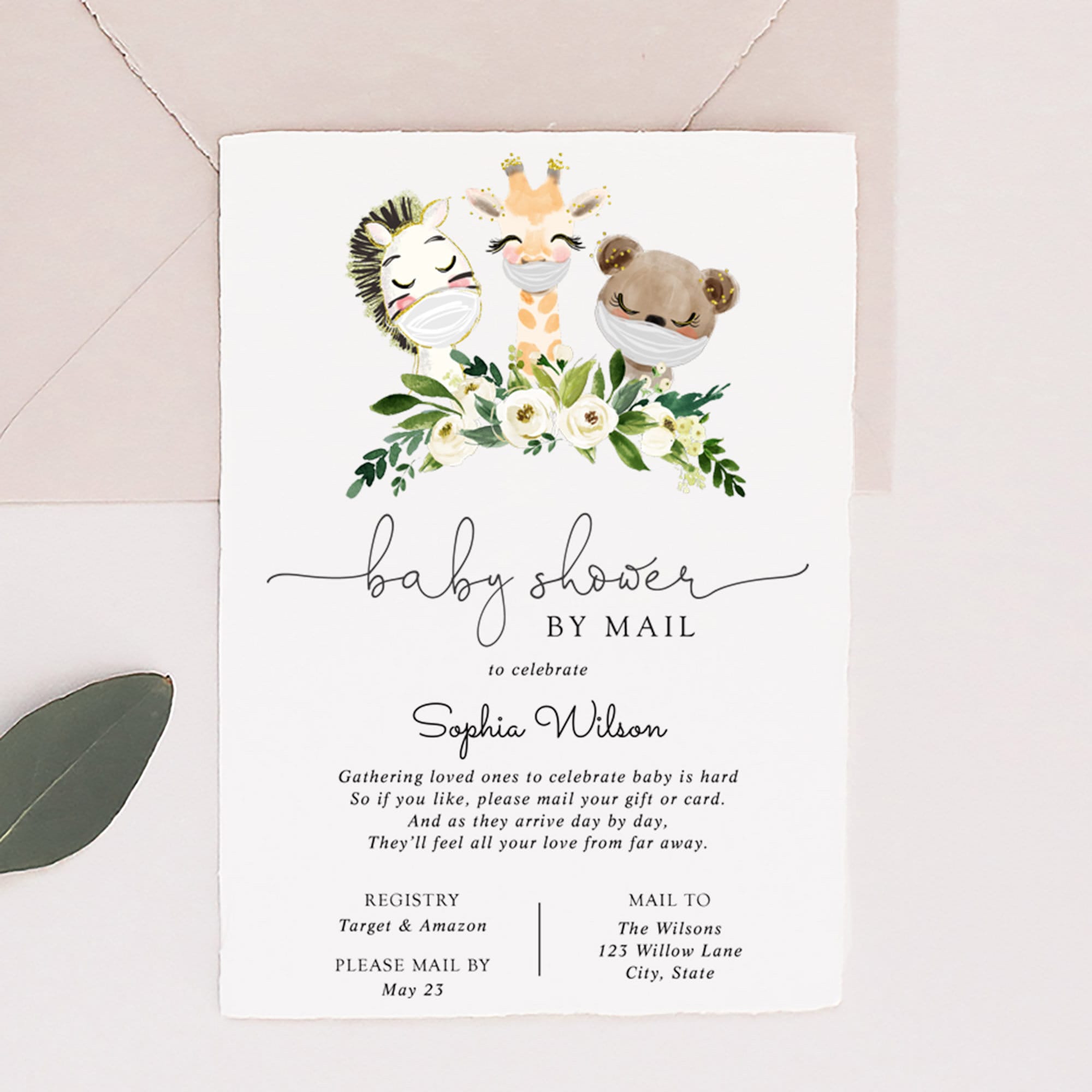Baby Shower by Mail Invitation Long Distance Shower Animals With