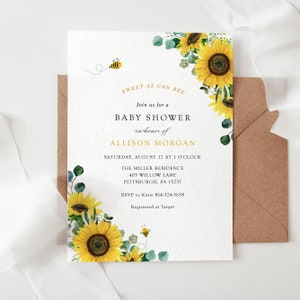 Mommy to Bee Sunflower Baby Shower Invitation, Printable Template, INSTANT DOWNLOAD #AP5