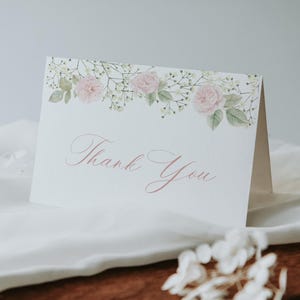 Schleierkraut Kranz Danke, rosa Blush Rosen, Erste heilige Kommunion, Taufe, Babyparty, druckbare Vorlage, SOFORTIGER DOWNLOAD