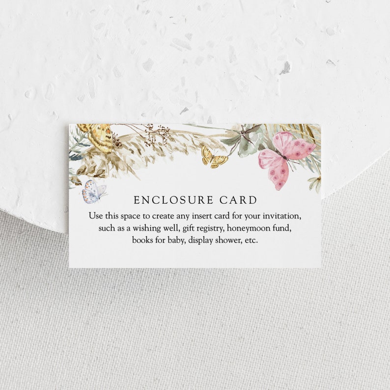 Custom Enclosure Card Printable Template Butterfly on the Way Etsy