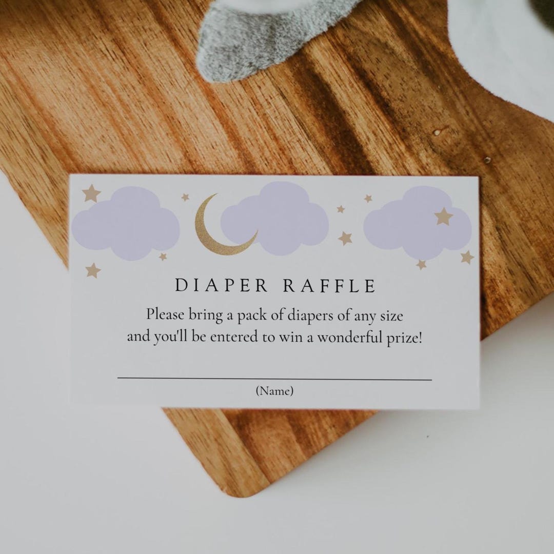 Purple Twinkle Star Baby Shower Diaper Raffle Invitation | Bring a Pack ...