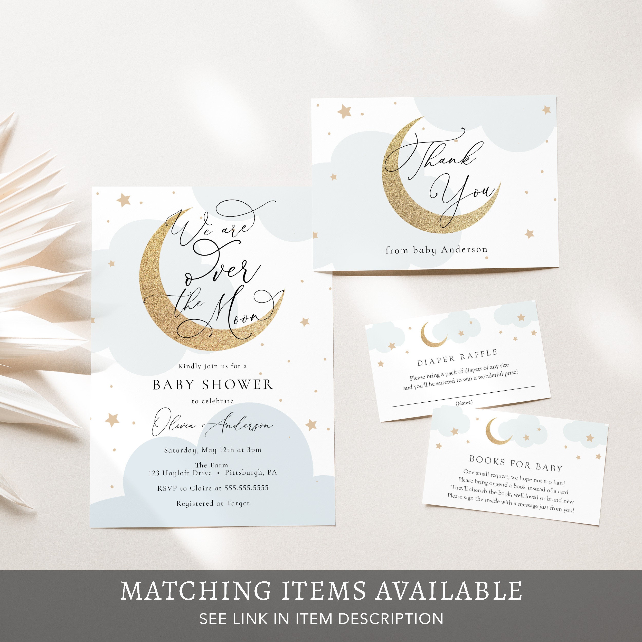 Gioco Per Baby Shower 3 In 1, Carte Per Feste Con Tema Luna E Stella, Confezione Da 30 Biglietti (BSBLUEMOON3IN1)