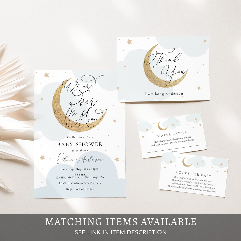 Gioco Per Baby Shower 3 In 1, Carte Per Feste Con Tema Luna E Stella, Confezione Da 30 Biglietti (BSBLUEMOON3IN1)