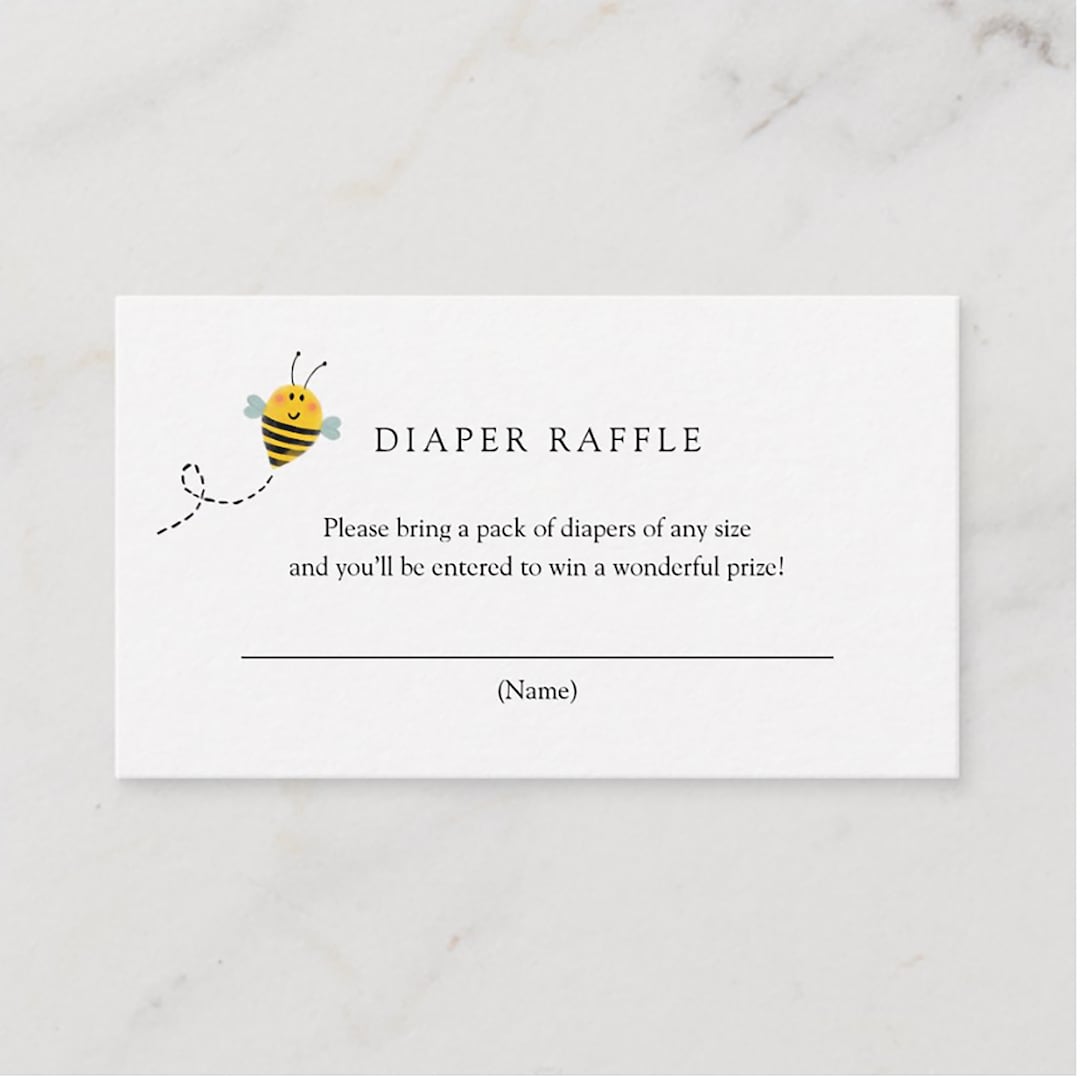 Honey Bee Diaper Raffle Insert Card: Baby Shower Game (digital Download ...