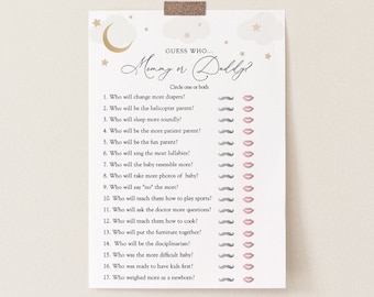 Over the Moon Guess Who Mommy and Daddy, Baby Shower Games, Gender Neutral, Printable Template, INSTANT DOWNLOAD, #AP3g_BBG