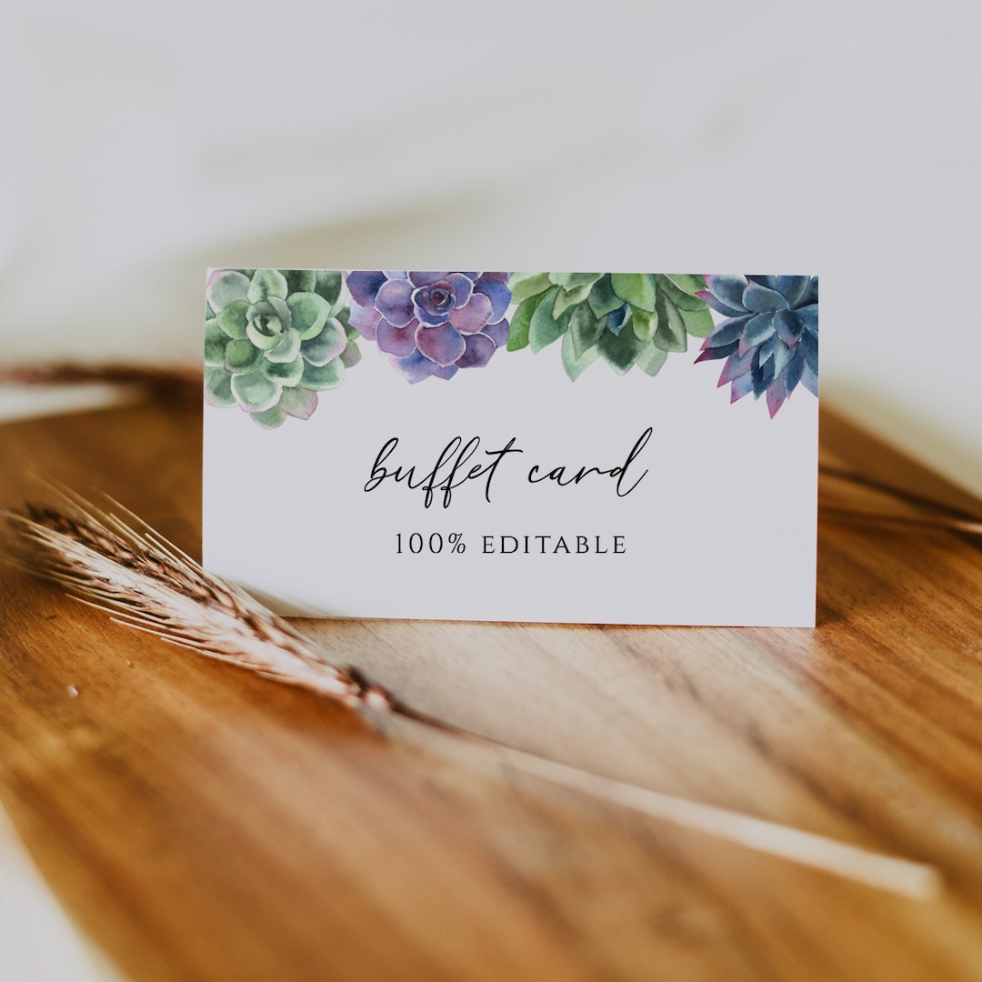 Buffet Card Printable Template, Editable Food Tent Card, Succulents ...