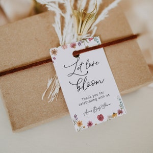 Let Love Bloom Gift Tag, In Bloom Wildflower,  Bridal Thank You Favor Tag, Printable Template, INSTANT DOWNLOAD, #AP34