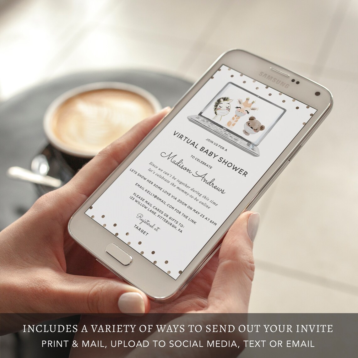 Virtual Baby Shower Printable Invitation and Evite Text Etsy