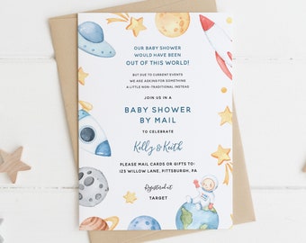 Outer Space Baby Shower by Mail Invitation, Long Distance Shower, Printable Template, INSTANT DOWNLOAD BSM