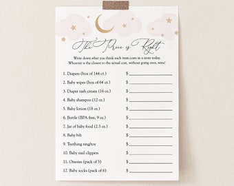 Over the Moon Baby Shower Price is Right Game, Pink, Printable Template, Instant Download #AP3p_BBG