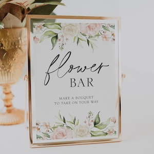 Blush and Greenery Flower Bar Sign, Make a Bouquet Bridal Shower Printable Template, INSTANT DOWNLOAD