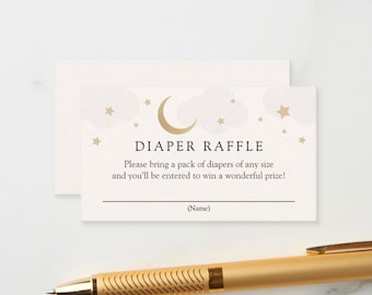 Twinkle Little Star Diaper Raffle Insert card template, Gender Neutral, Over the Moon Baby Shower enclosure card, INSTANT DOWNLOAD #AP3g_EC