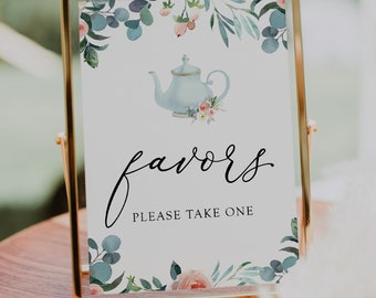 Time for Tea Bridal or Baby Shower Favors Sign, Take a Treat Sign, Printable Template, Instant Download #AP19