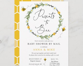 Parents to Bee Baby Shower by Mail Invitation, Long Distance Shower, Printable Template, INSTANT DOWNLOAD #30-BSM
