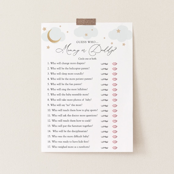 Over The Moon Baby Shower Prediction Cards - Twinkle Little Star Gender Guess Game (24 Count)