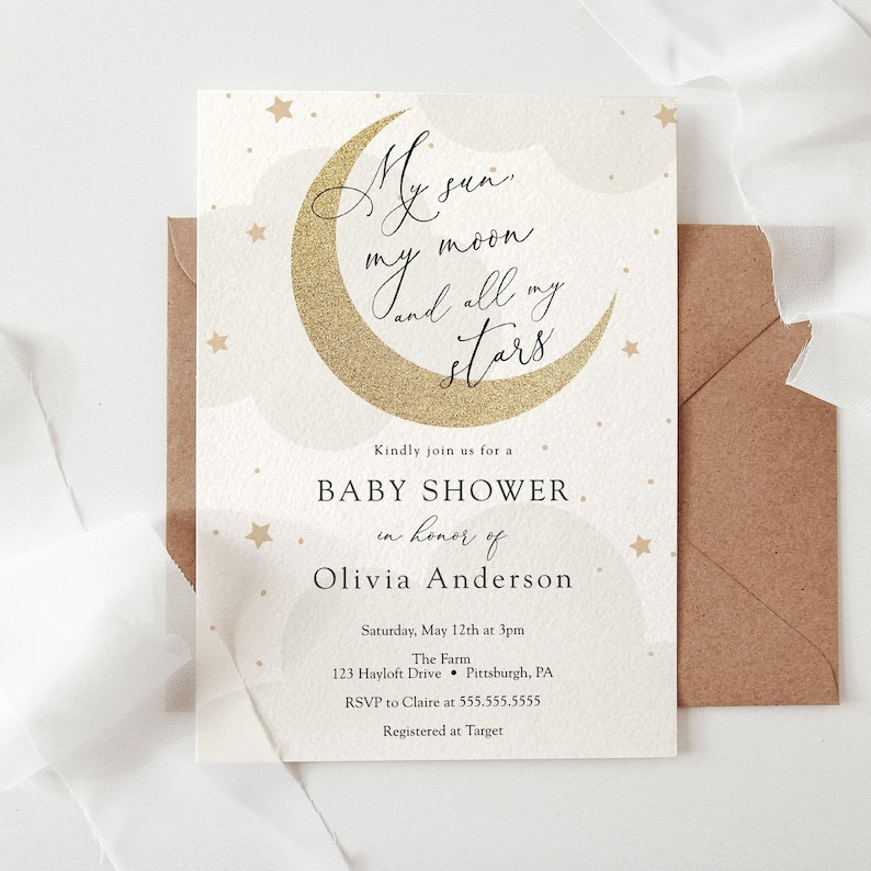Baby Shower Invitation My Sun My Moon and All My Stars Etsy