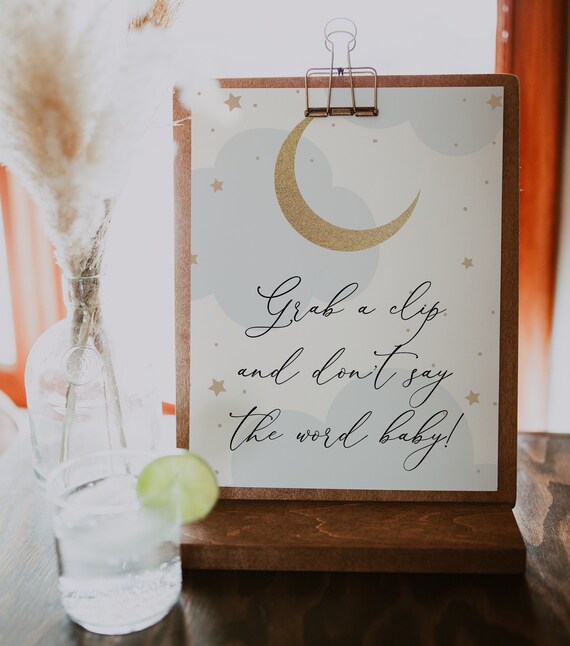 Pak Een Clip En Zeg Niet Baby Game Sign, Over The Moon, Gold Moon.