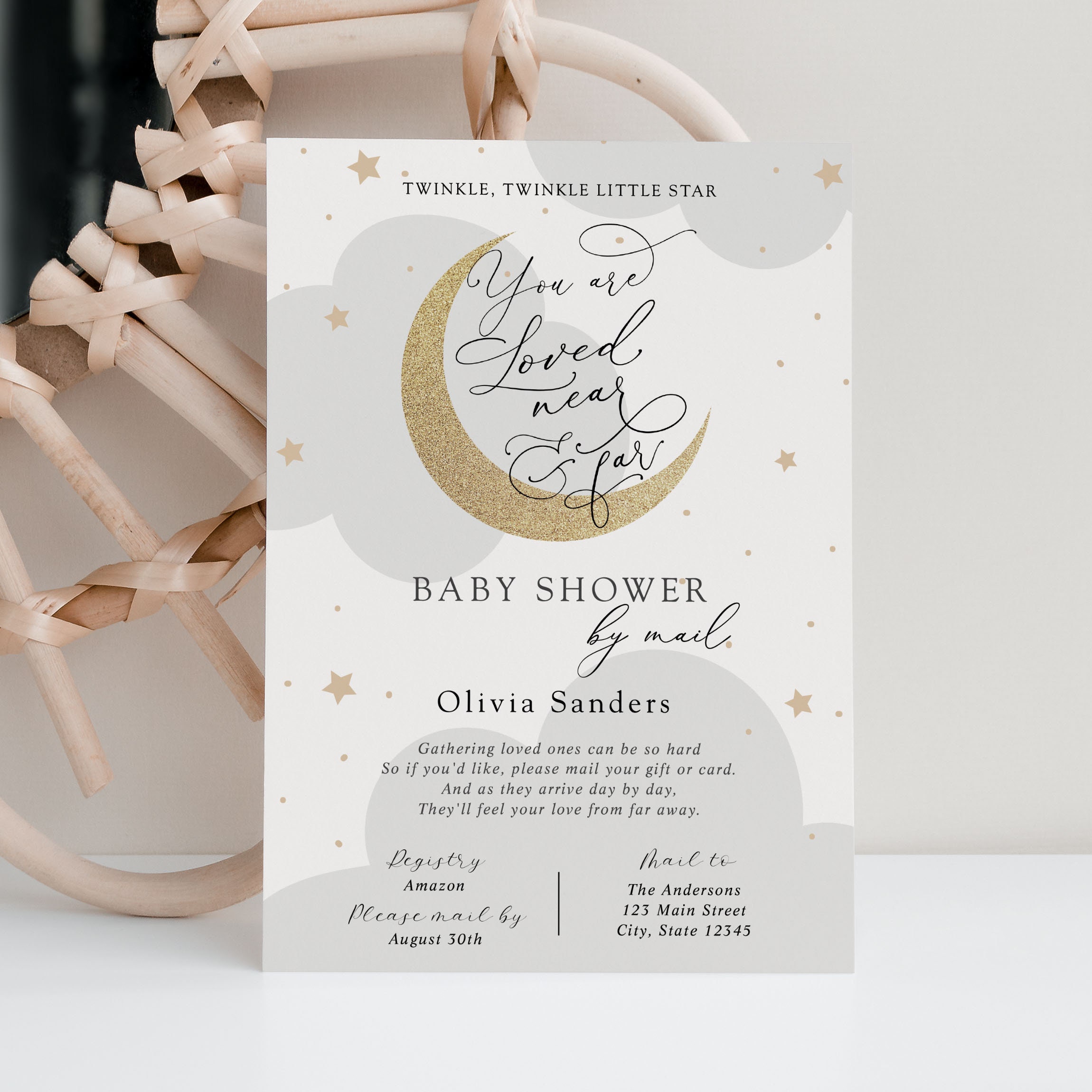 Baby Shower by Mail Invitation Twinkle Little Star Loved Near Etsy