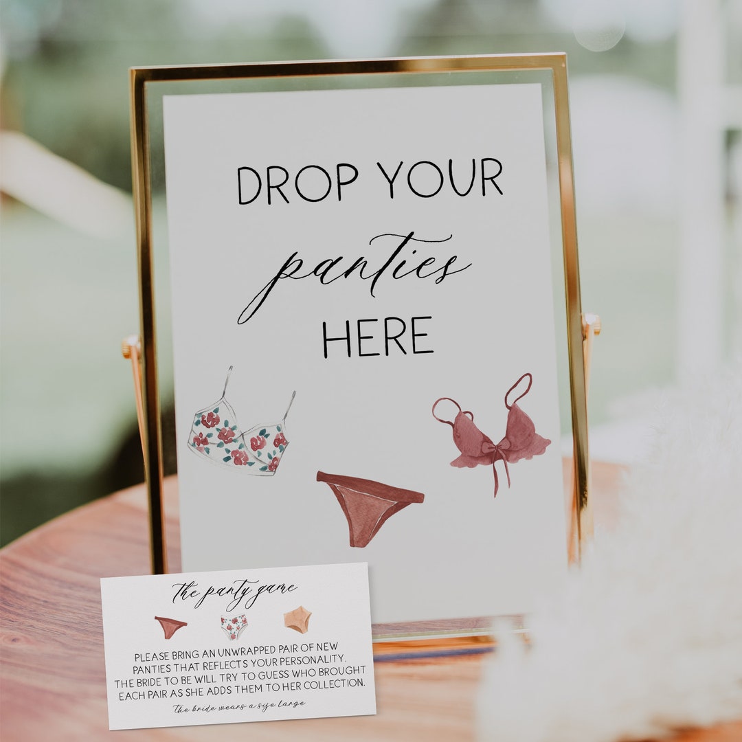 Drop Your Panties Sign and Panty Game Card, Lingerie Bridal Shower ...