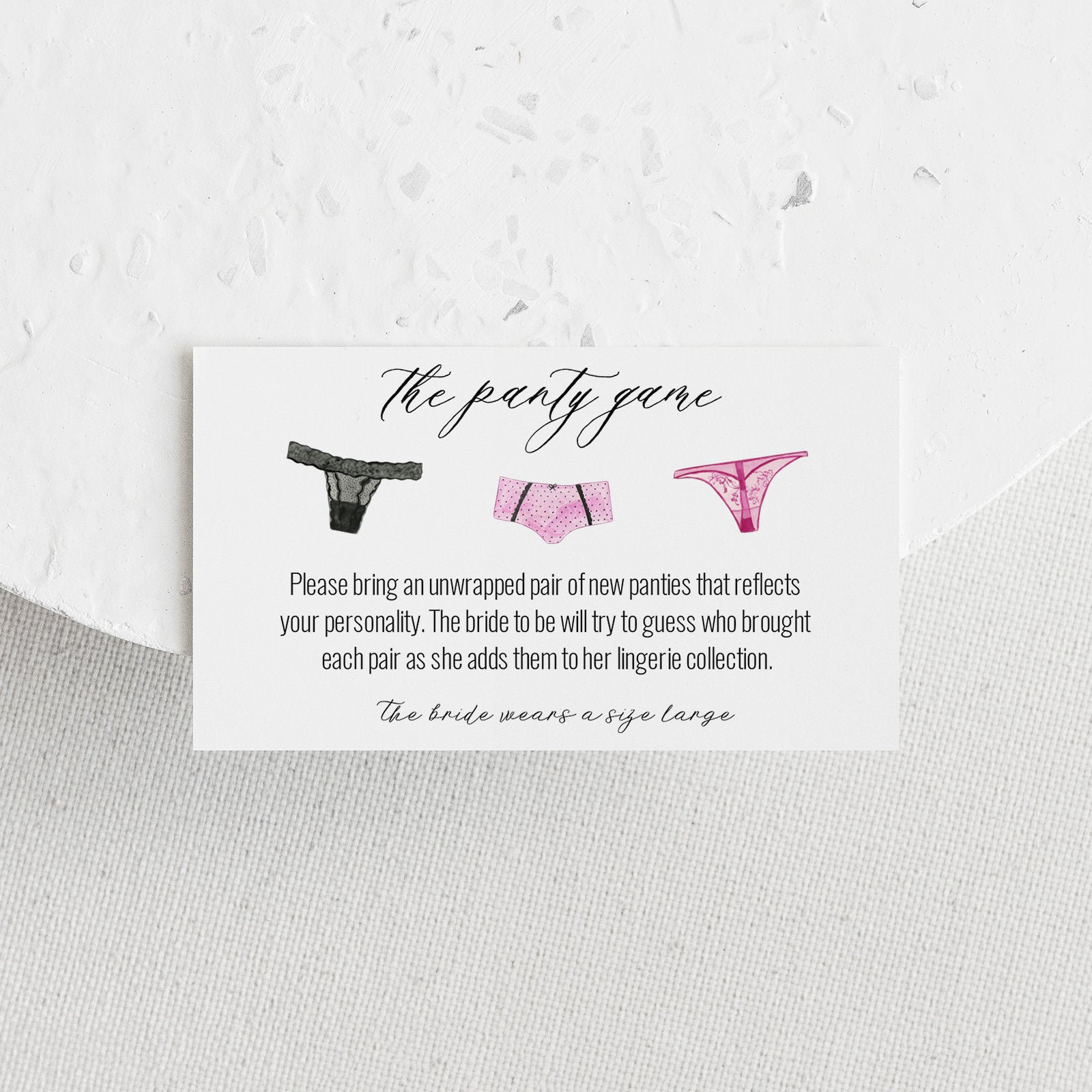 Panty Game Card, Lingerie Bridal Shower, Bachelorette Party, Printable  Template, INSTANT DOWNLOAD ap21b 