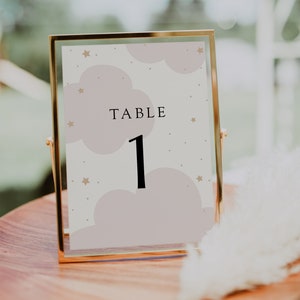 We are over the Moon Baby Shower Table Number Cards Pink Twinkle Little Star, Instant download template #AP3p_TC