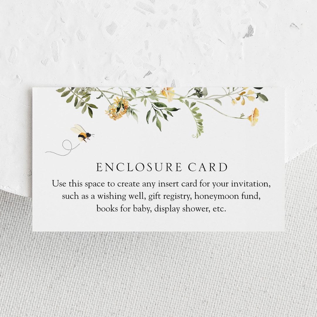 Wildflower Enclosure Card: Custom Text Insert (instant Download) - Etsy