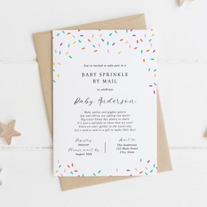 Baby Sprinkle by Mail Invitation, Confetti Rainbow Sprinkles, Printable Template, INSTANT DOWNLOAD BSM