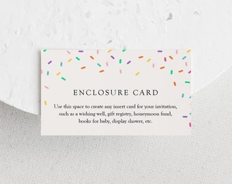 Baby Sprinkle by Mail Enclosure Card, Confetti Rainbow Sprinkles, Printable Template, INSTANT DOWNLOAD BSM